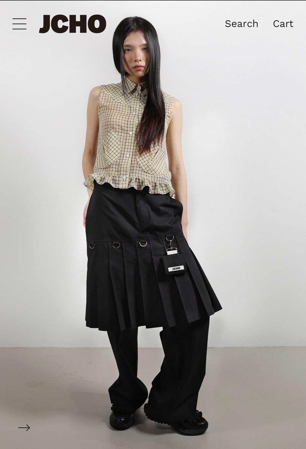JCHO 플리츠 스커트 팬츠 블랙 S 상품이미지4
