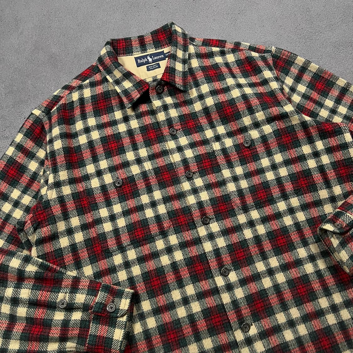 폴로 레드 체크 울 셔츠 상품이미지1