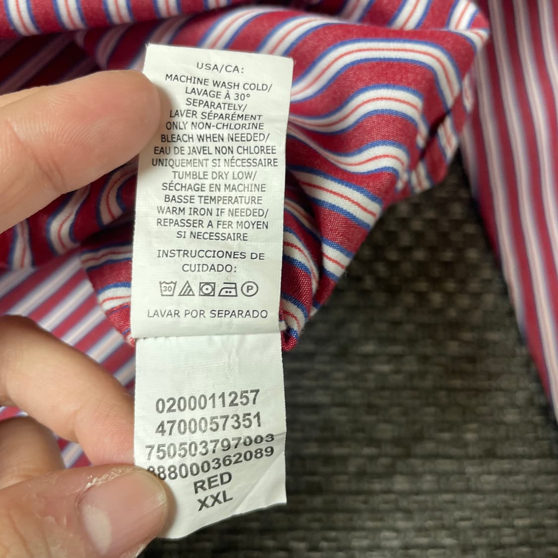 챕스 레드 스트라이프 버튼 다운 셔츠 XXL 상품이미지7