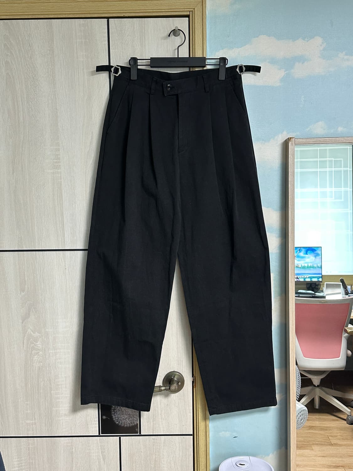 (1) 노운 와이드 치노팬츠 블랙 상품이미지3