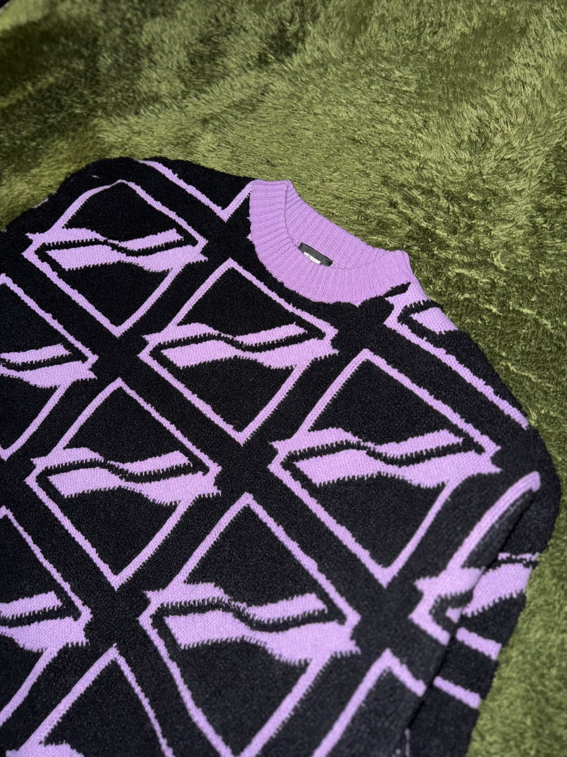 [M] We11done 웰던 스퀘어 로고 플리스 파일 니트 상품이미지2