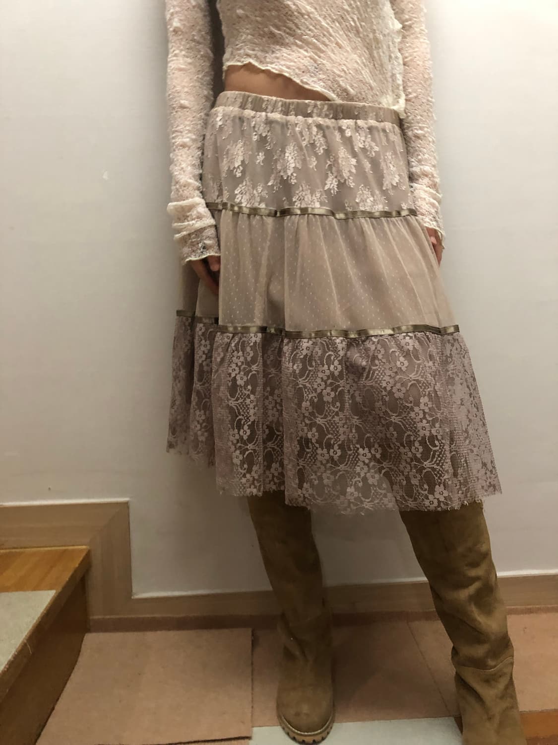 빈티지 인디핑크 레이스 스커트 상품이미지6