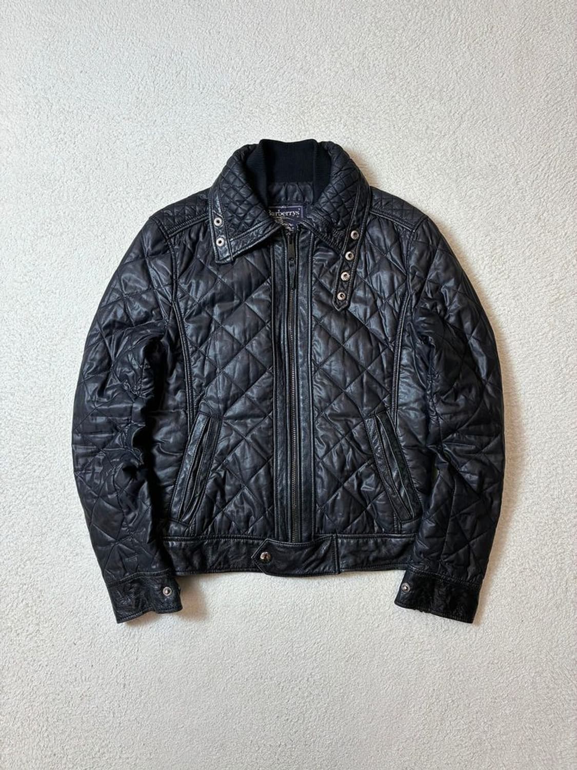 버버리 00's Y2K 하이넥 가죽 배색 퀼팅 자켓 PN6858 상품이미지1