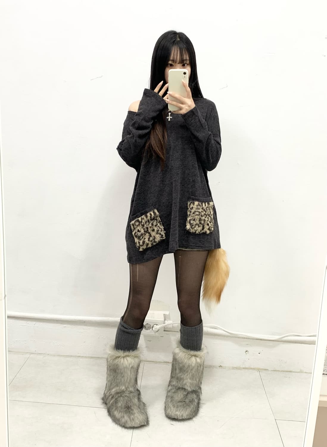 오네갸루 레오파드 아방핏 롱슬리브 상품이미지2