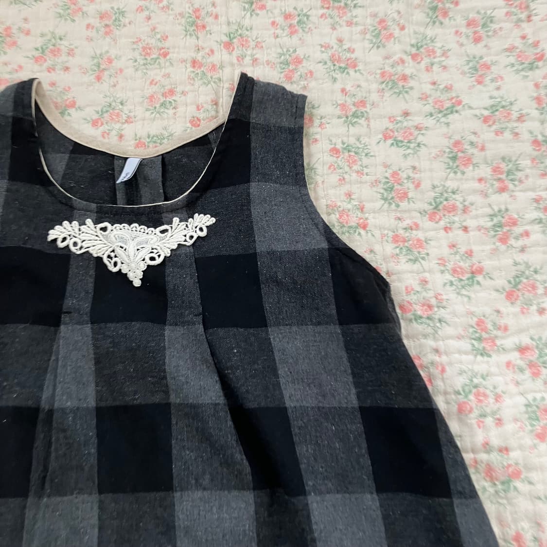 빈티지 모리 체크 블랙 레이스 원피스 955 y2k 스트릿 갸루 펑키 일 상품이미지4