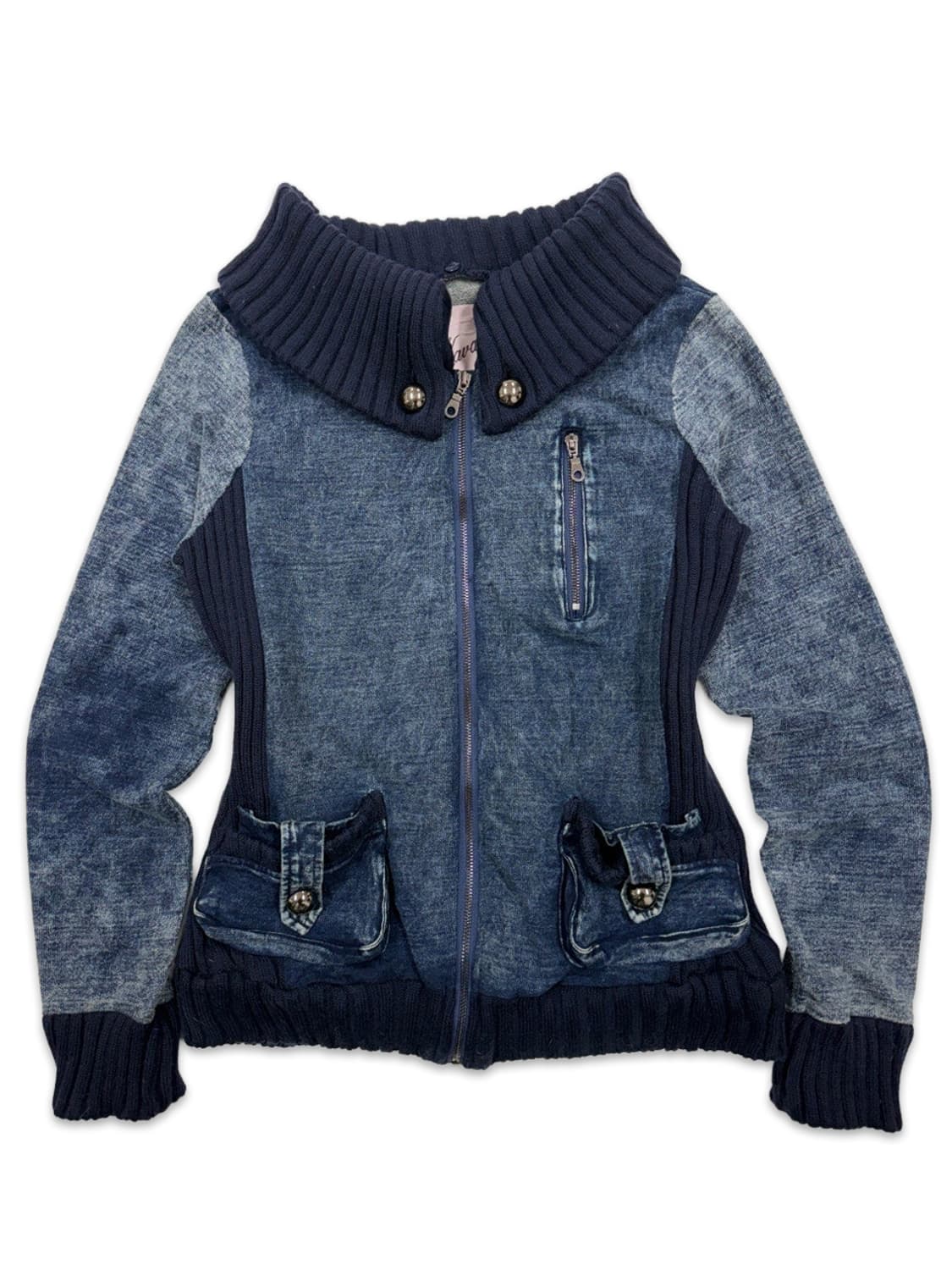 빈티지 Kavach 워싱 데님 니트 후드 집업 상품이미지1