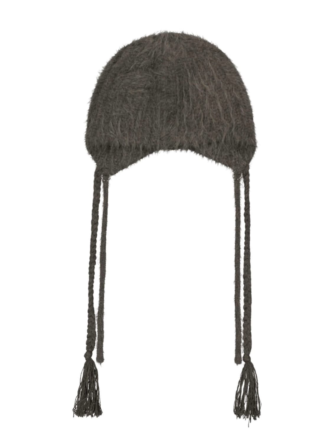 오호스 더블 스트랩 앙고라 비니 스톤브라운 상품이미지2