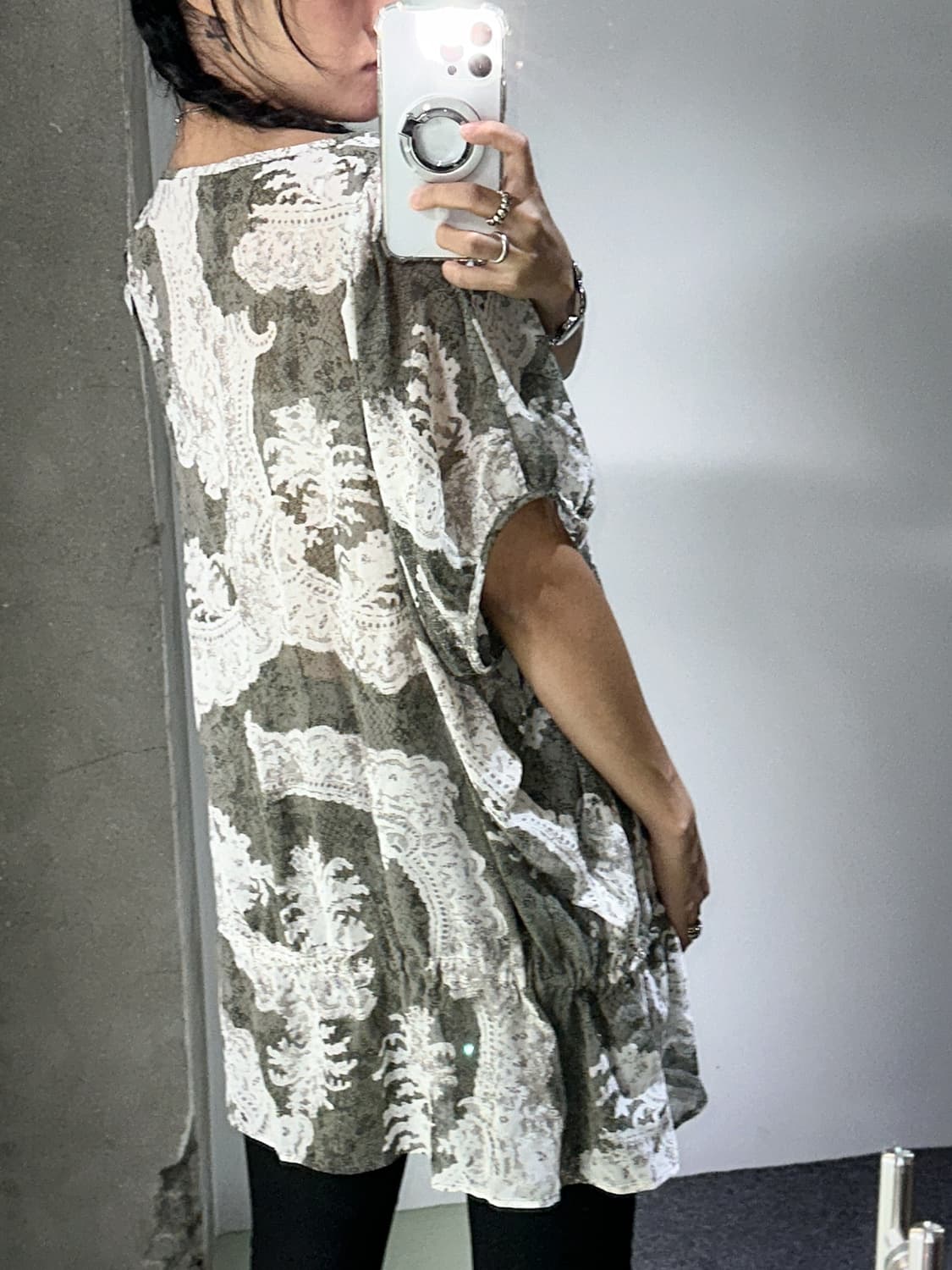 vintage khaki printed long strap top 상품이미지5