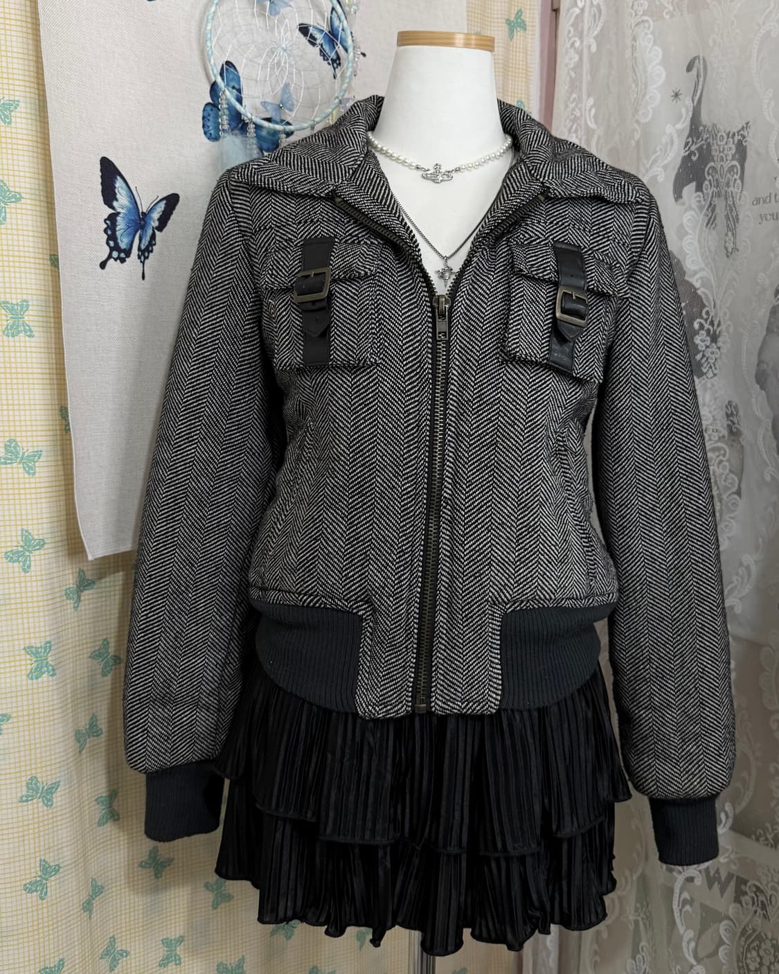 블랙 해링본 투 포켓 겨울 자켓 상품이미지8