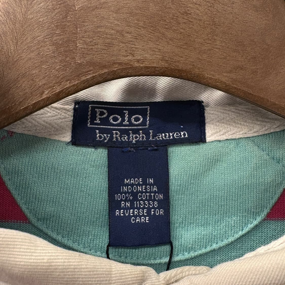 90s 폴로 랄프로렌 숄더패치 코튼캔디 스트라이프 럭비카라티 N606 상품이미지7
