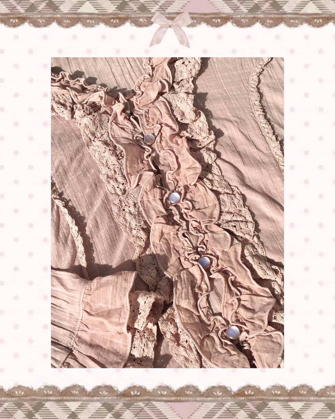 로사체리 레이스 러플 인디핑크 블라우스 상품이미지3