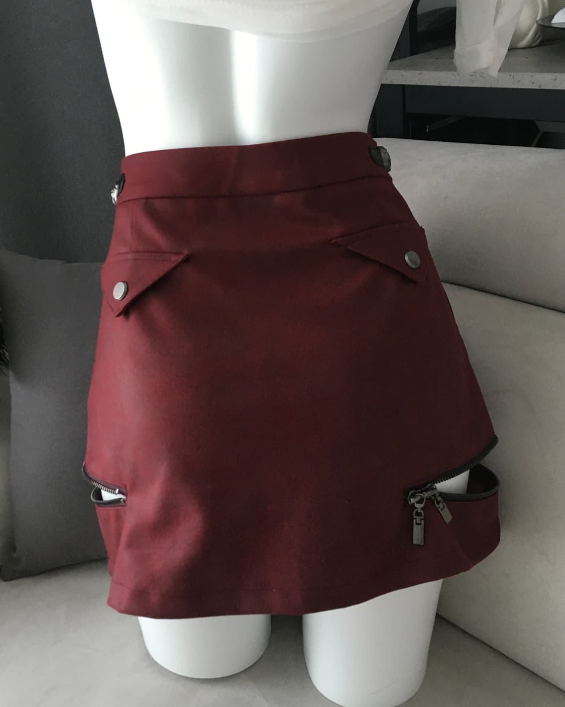 ༒ ANTIQUE ROSE SKIRT #SUEDE RED 상품이미지3
