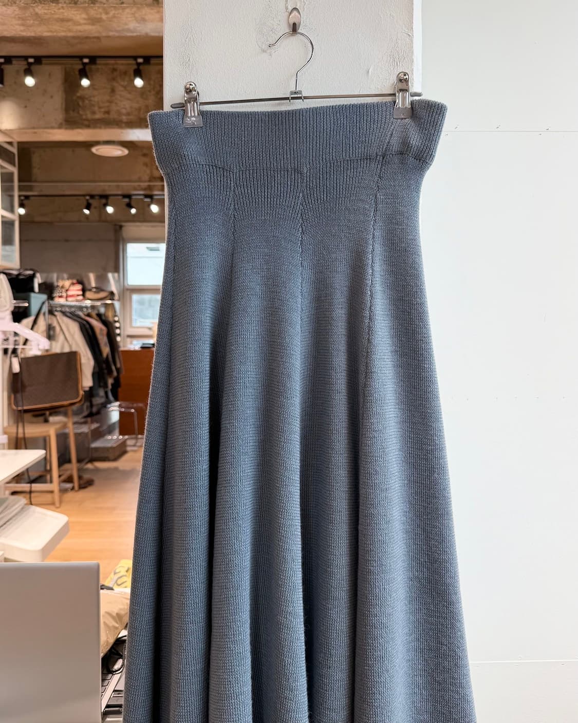 질샌더 블루 밴딩 라나울 롱스커트  상품이미지3