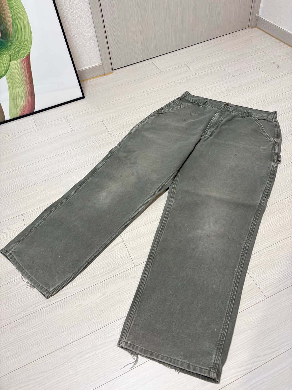 빈티지 칼하트 싱글니 카펜더 팬츠 카키 32사이즈 상품이미지2