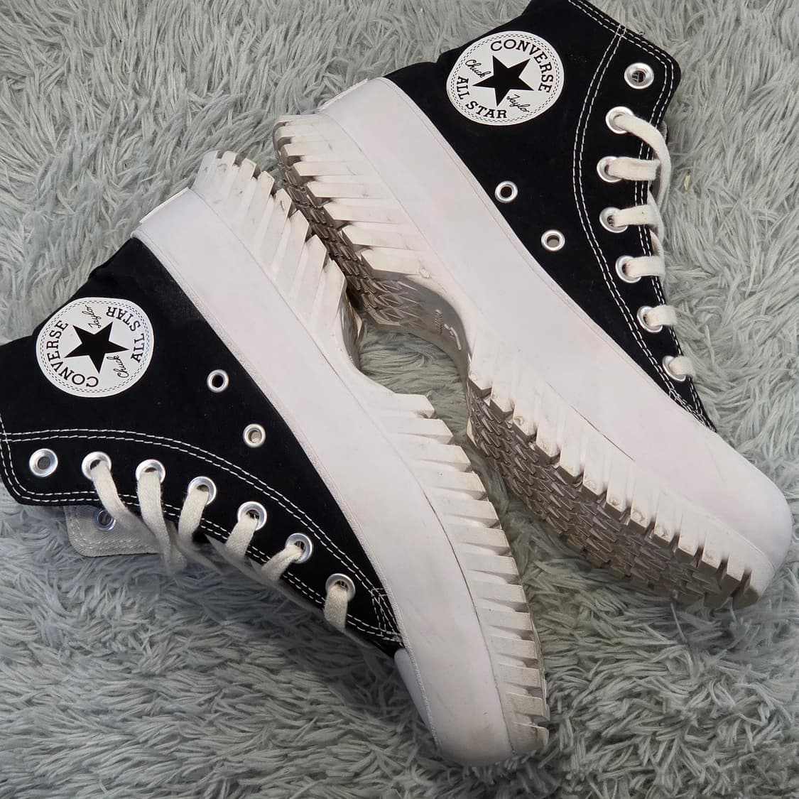 6a-23:컨버스 런스타 하이크 하이 블랙키높이6cm(235)-상태굿 상품이미지7