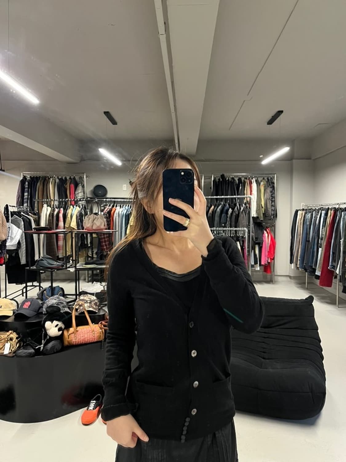 SACAI LUCK silk trim wool cardigan black 상품이미지1