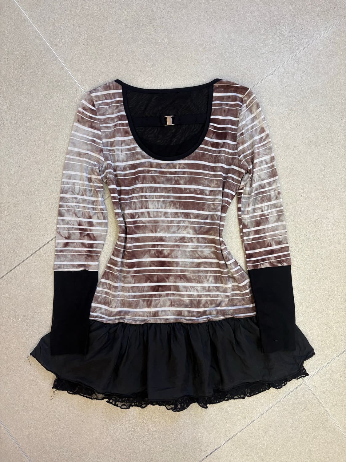 벨벳 스트라이프 큐빅 원피스 상품이미지6