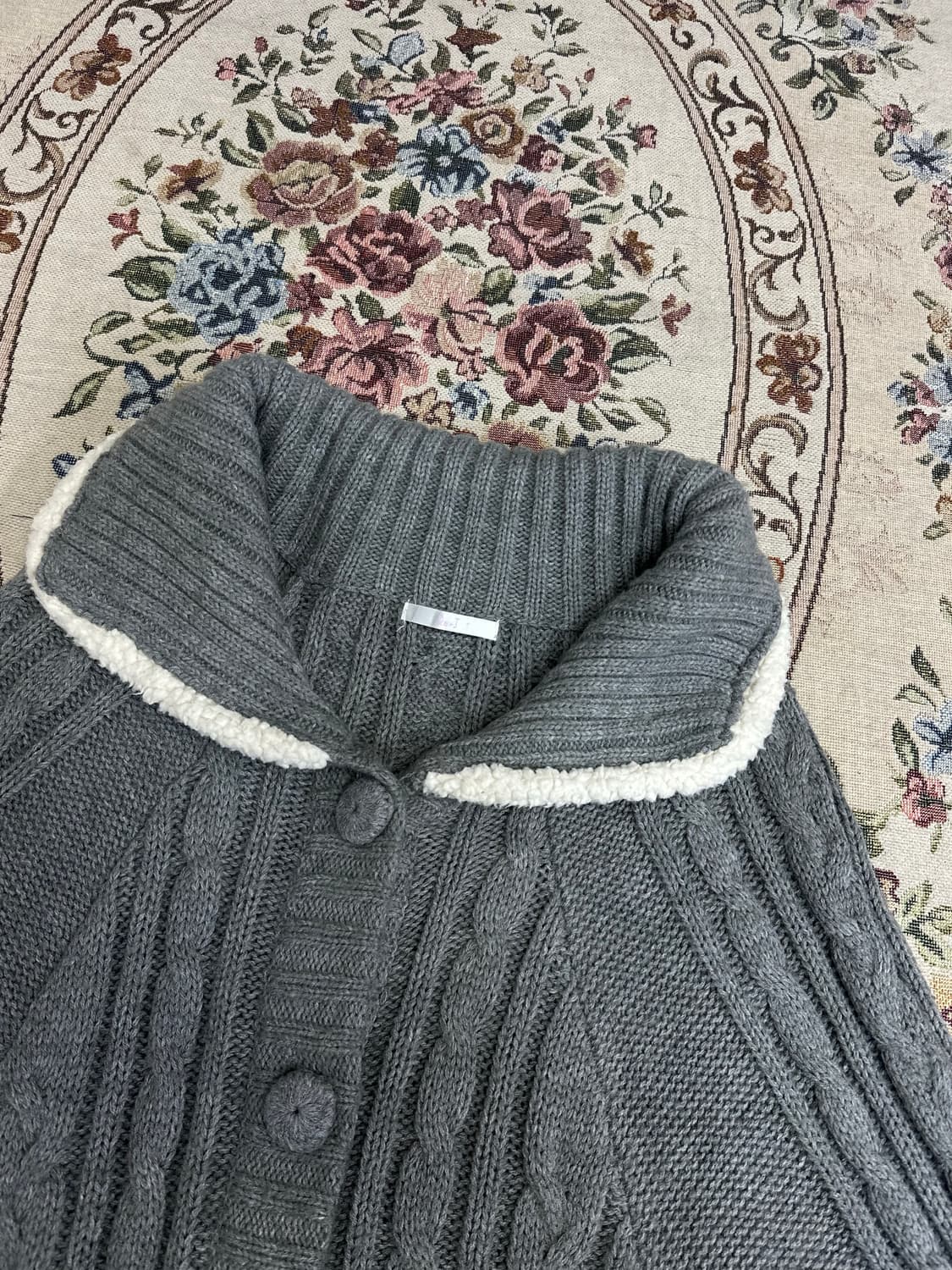 일본빈티지 케이블 니트 버튼 케이프 사와코 모리걸 케이프 판초 코트 상품이미지3