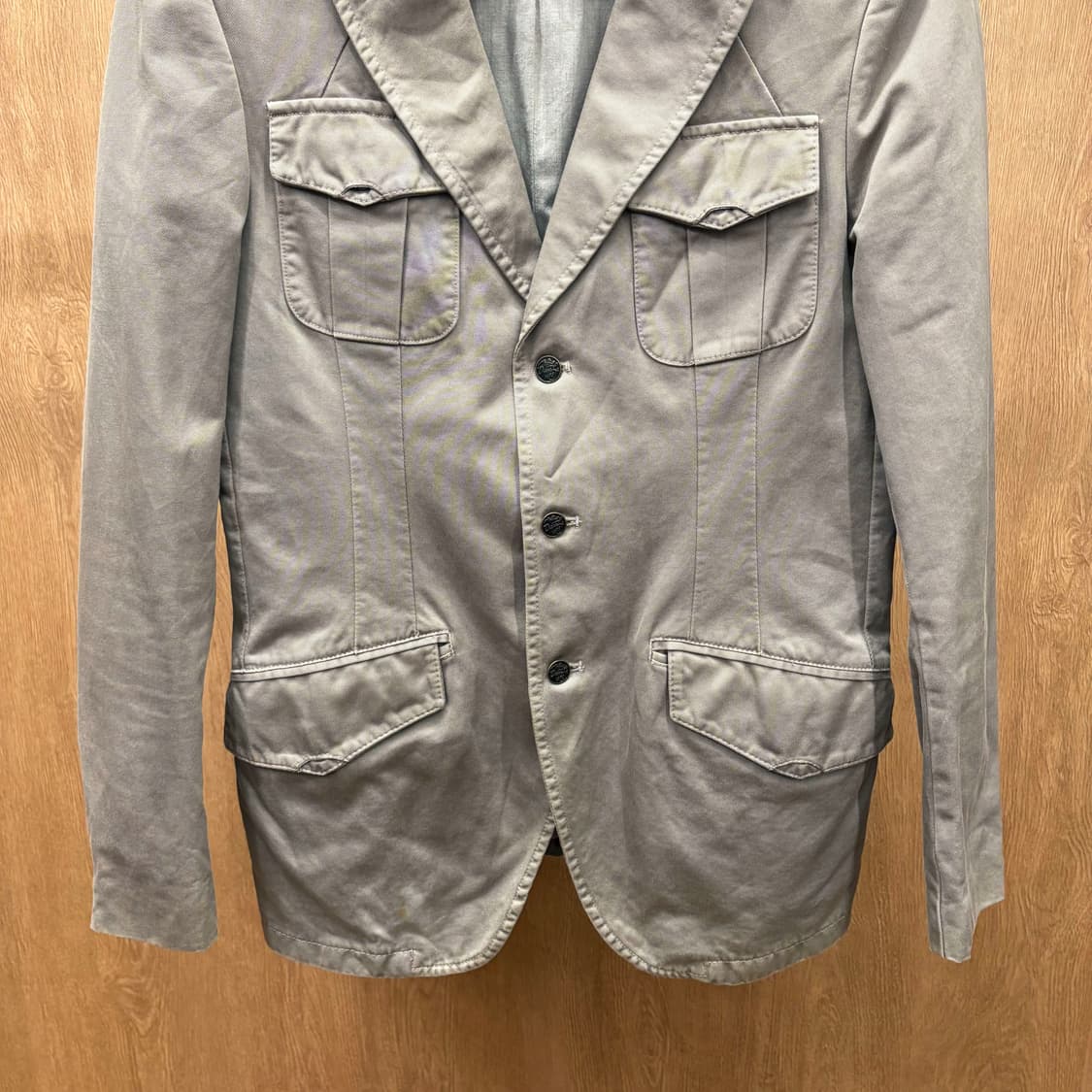 디젤 밀리터리 블레이저 자켓 숄더 에폭시 플랩 포켓 디테일 그레이 카키 상품이미지5