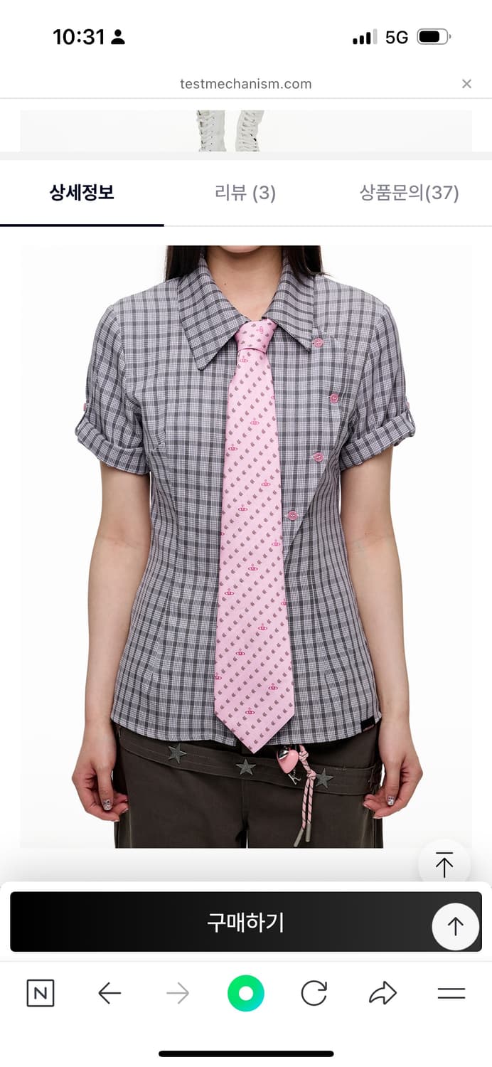 testmechanism jikoo check slim shirt 상품이미지1