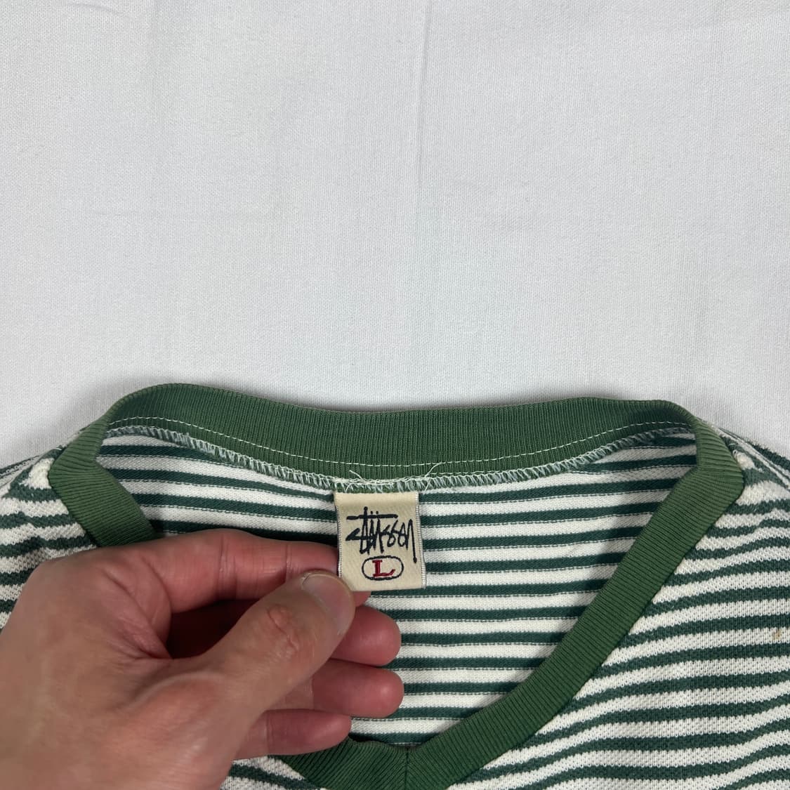 90‘s 스투시 stussy s 크라운 로고 스트라이프 반팔티 상품이미지6