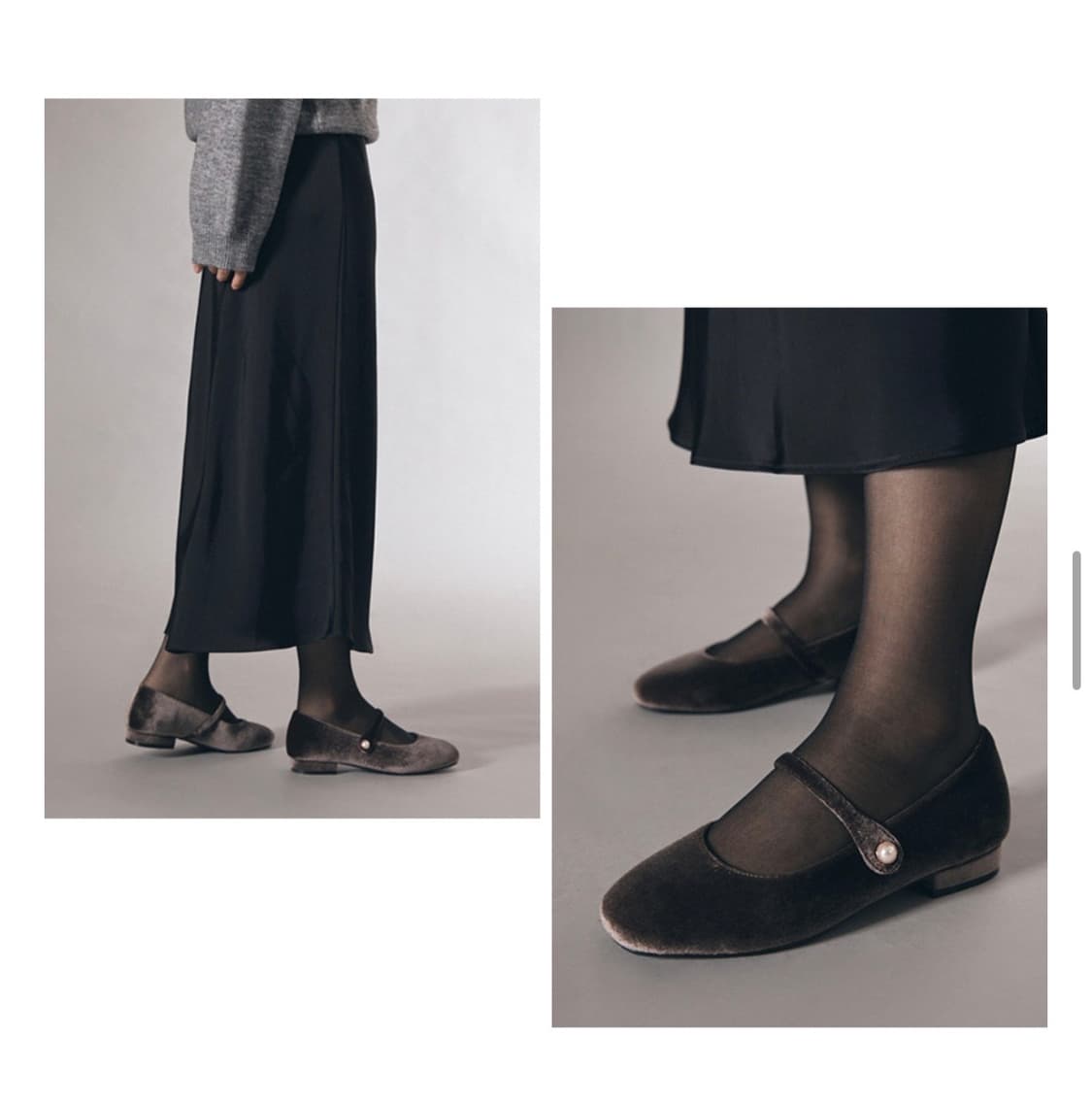 슈펜 메리제인 벨벳 진주 플랫슈즈 235 상품이미지2