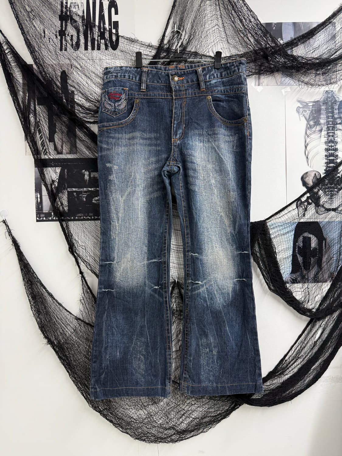 Wing embriodery washing jeans 상품이미지4