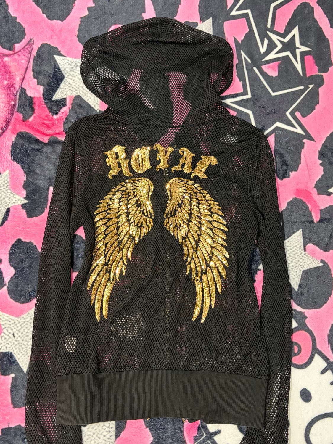 Y2K gold spangles wing punching zip-up 상품이미지10