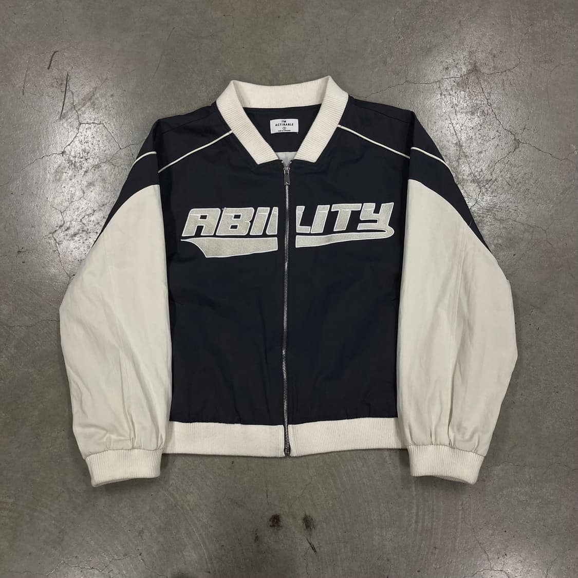 빈티지 믹스 컬러 스펠아웃 빅로고 블루종 자켓 상품이미지1