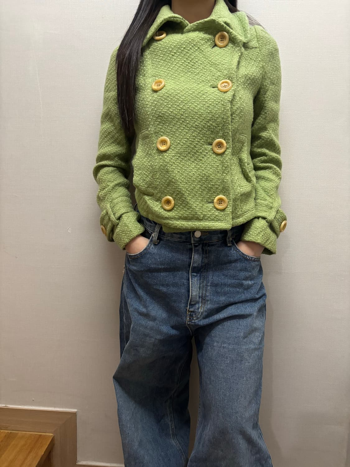 빈티지 그린 트위드 자켓 상품이미지5