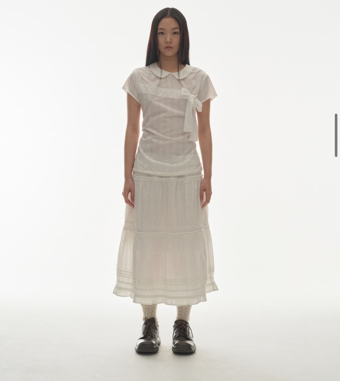 코이세이오 보우 블라우스BOW BLOUSE WHITE 블라우스 반팔 리본 상품이미지3