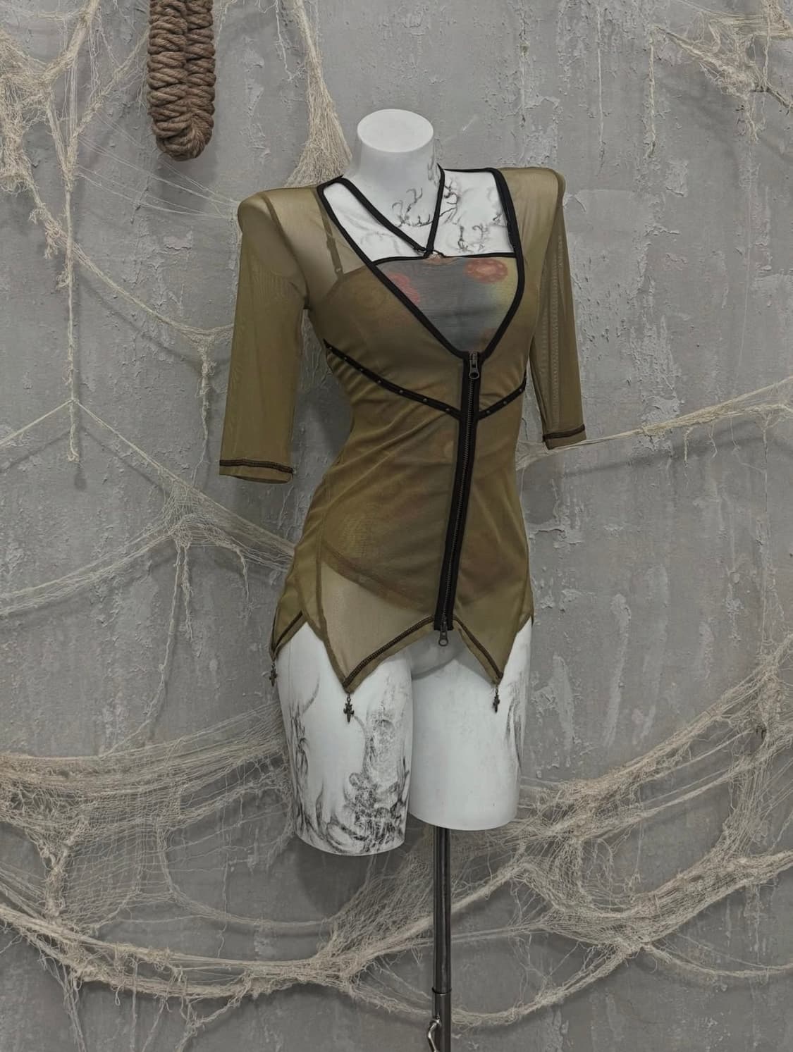 Ozzon Mesh Detail Top 상품이미지1