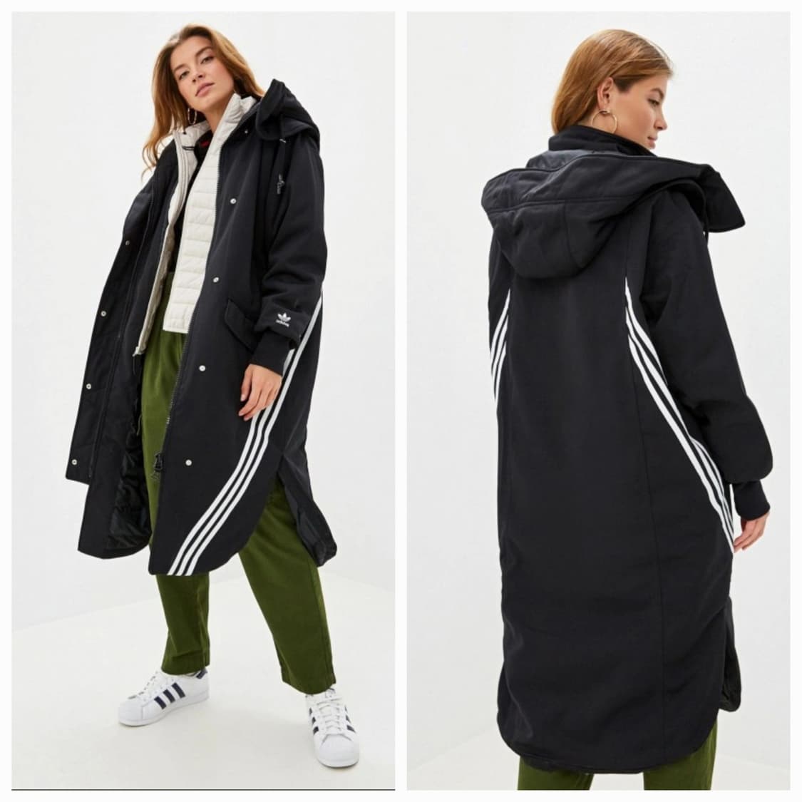 adidas 아디다스 오리지널 빅후드 롱 파카 / 여 M 블랙
 상품이미지2