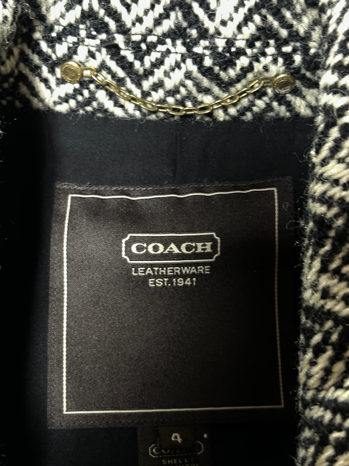 COACH 헤링본 울 더블코트 S (실크 안감)  상품이미지7