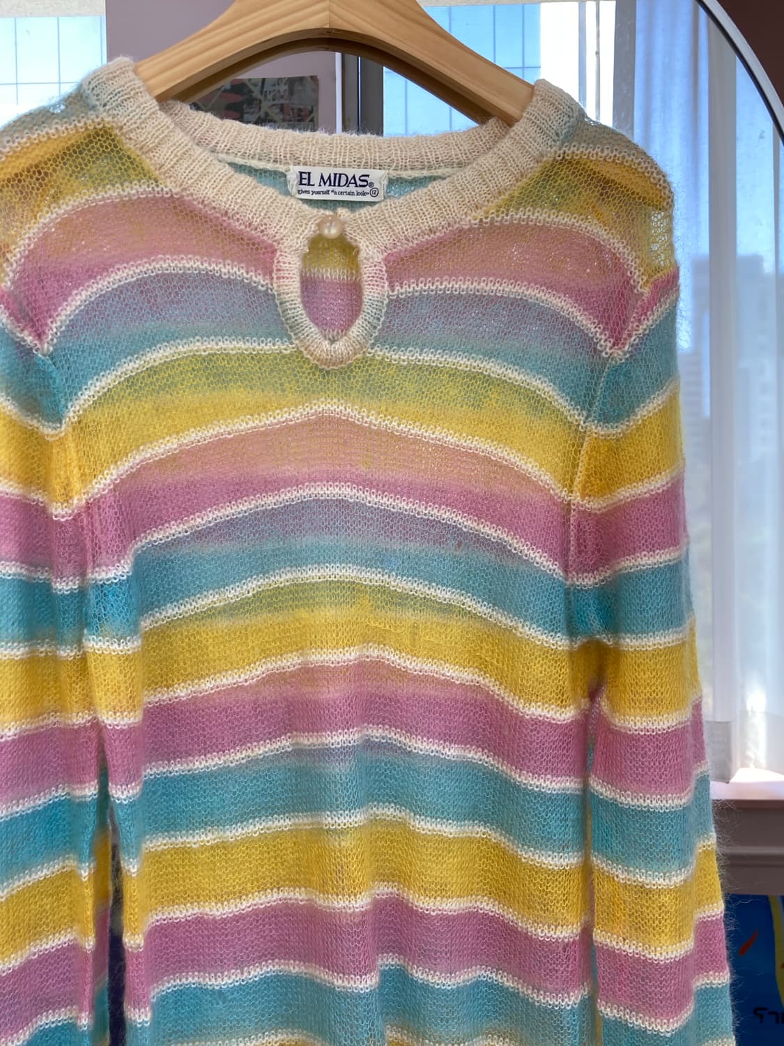 레인보우 솜사탕 스트라이프 시스루 니트 상품이미지3