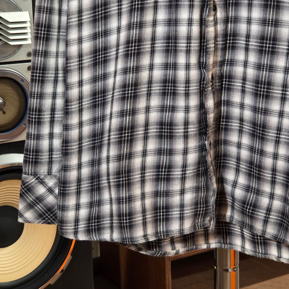 JPN 레터링 자수 후드 체크 셔츠 상품이미지4