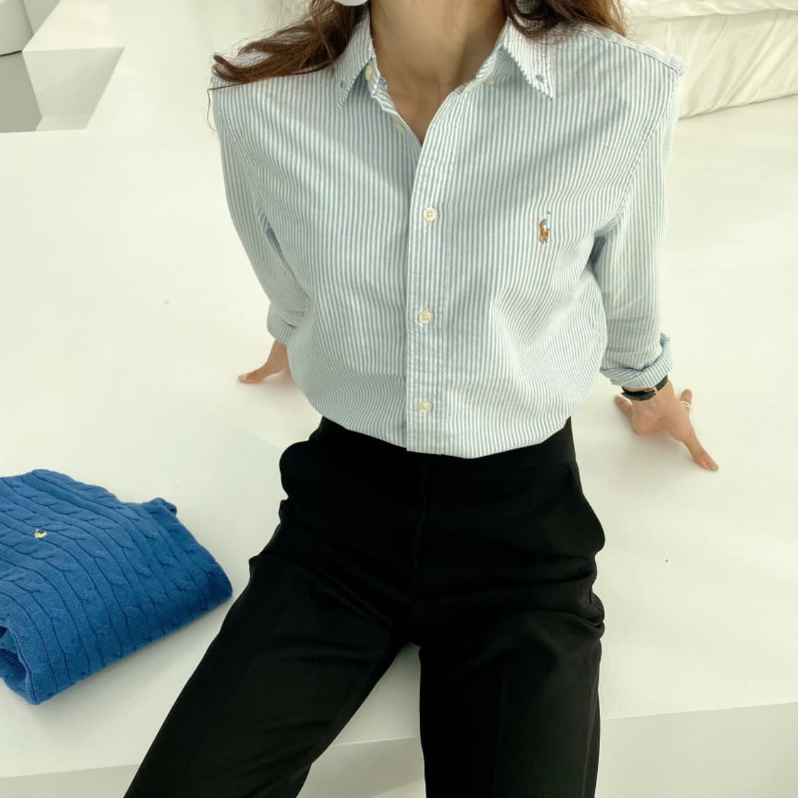 폴로 블루 스트라이프 셔츠 상품이미지2