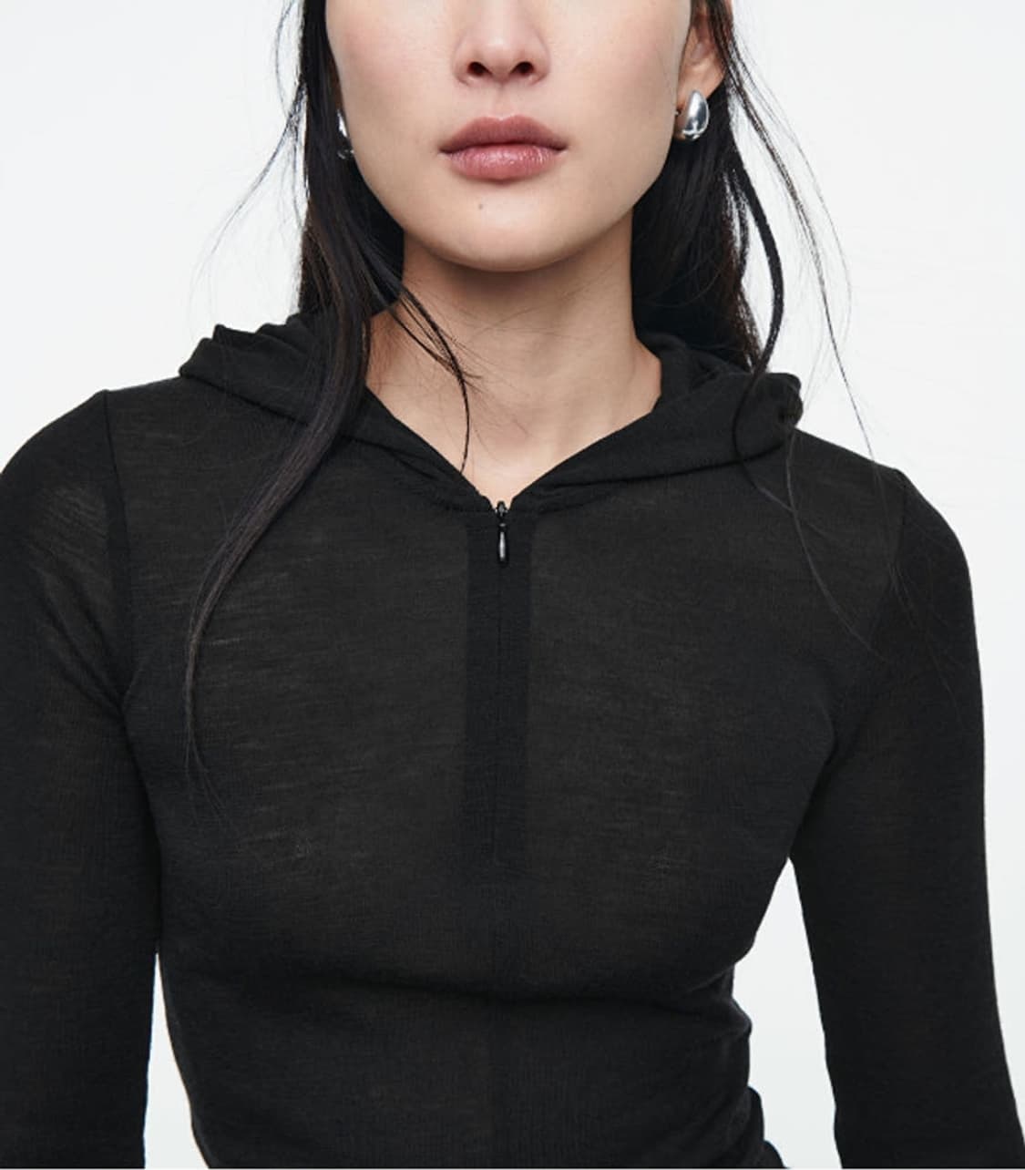 COS 울 100 슬림 후드 티 XS 상품이미지2