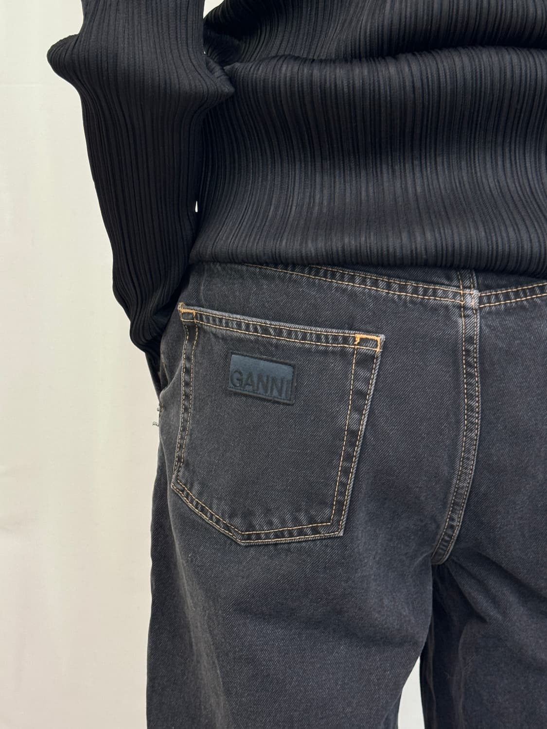 GANNI 가니 와이드 카고 데님 진 흑청바지 28 상품이미지6