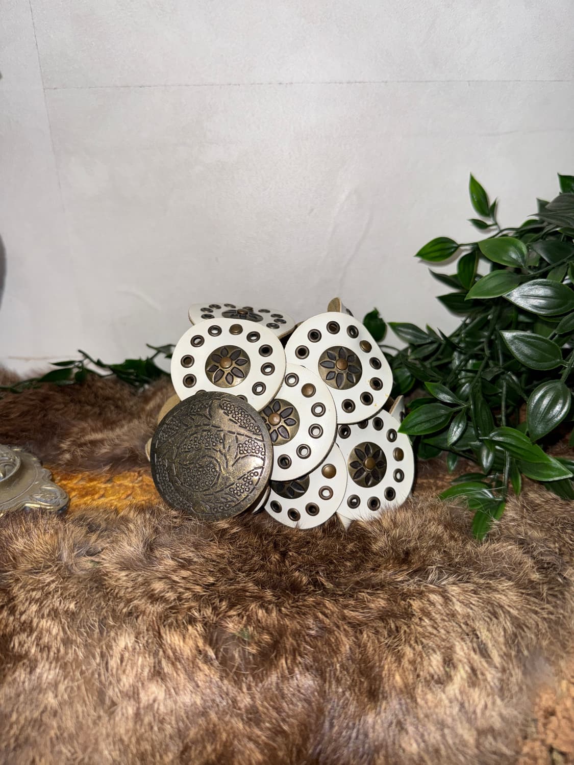 White bohemian punching disc belt 상품이미지1