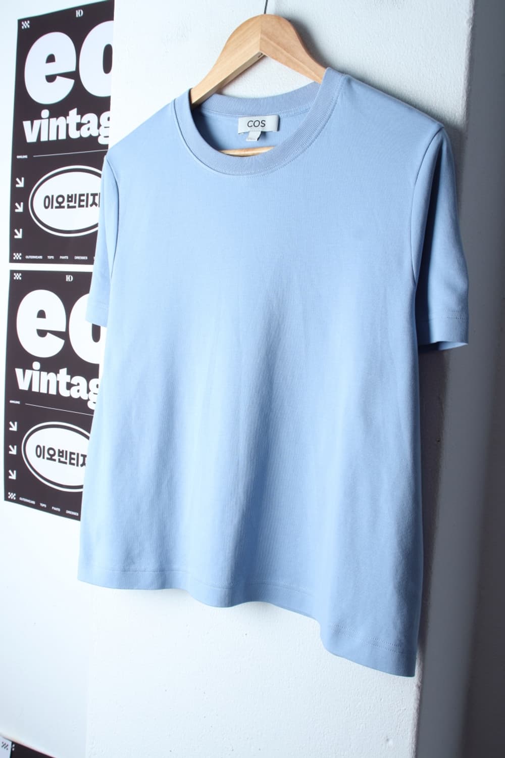 W(XL-2XL) 코스 반팔 티셔츠 빅사이즈 연블루 무지-H33072 상품이미지1