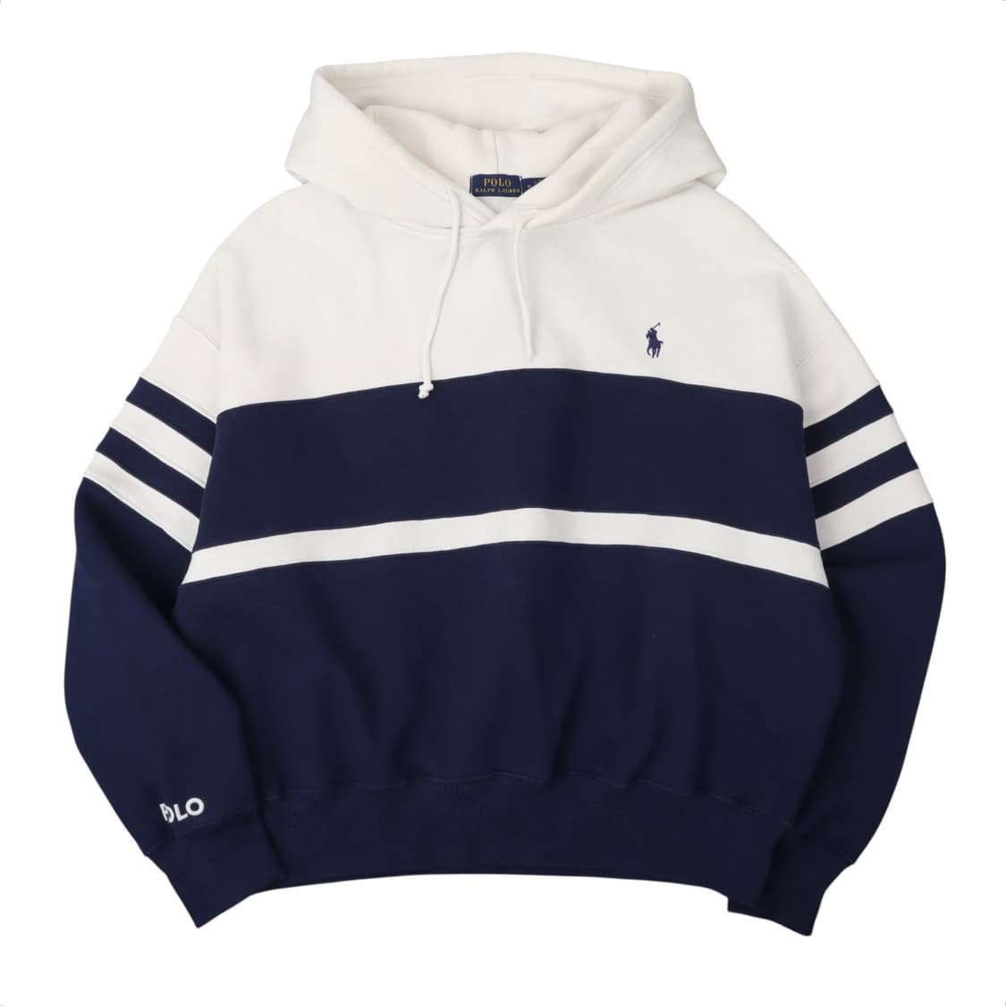 폴로 랄프로렌 네이비 스트라이프 화이트 후드티 상품이미지1
