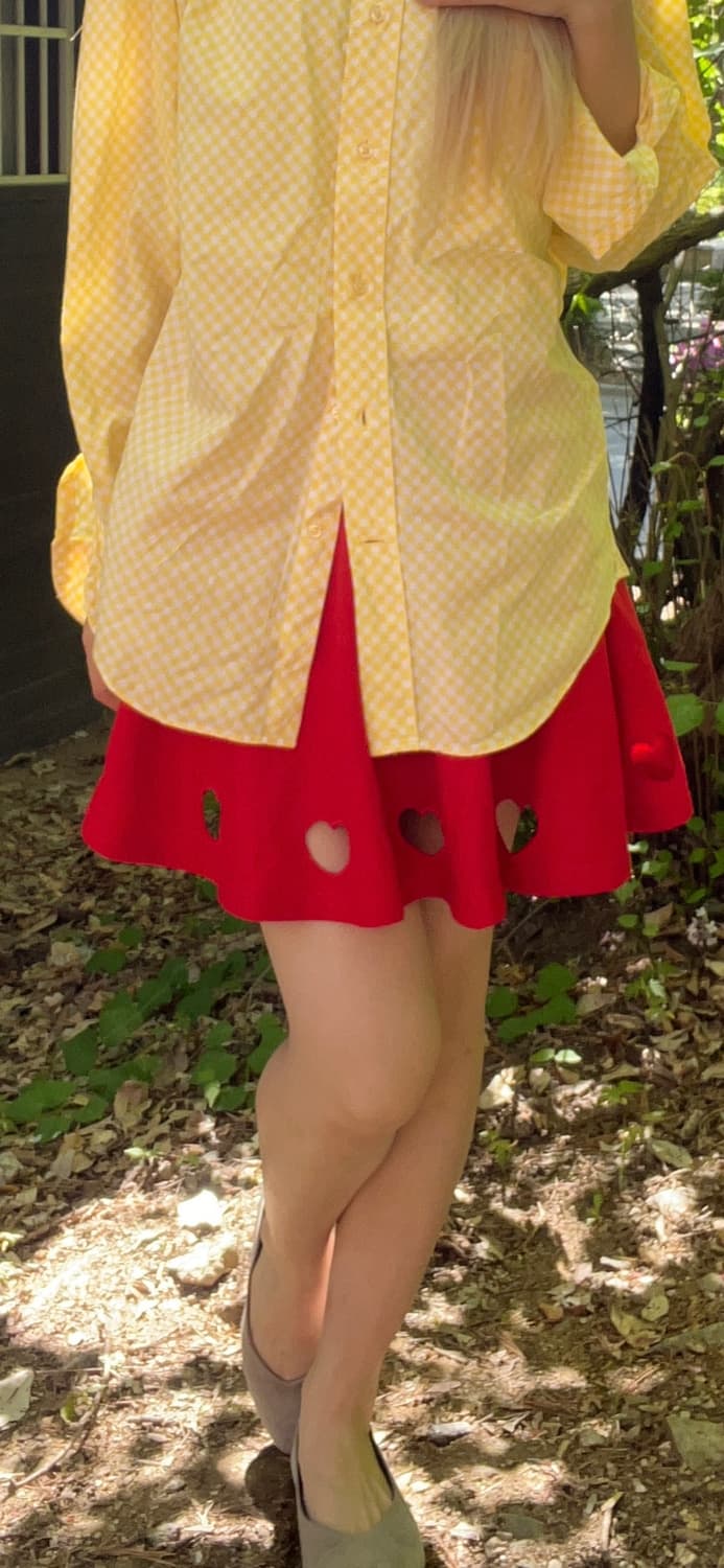 Red Heart Skirt 하트 펀칭 스커트 상품이미지6