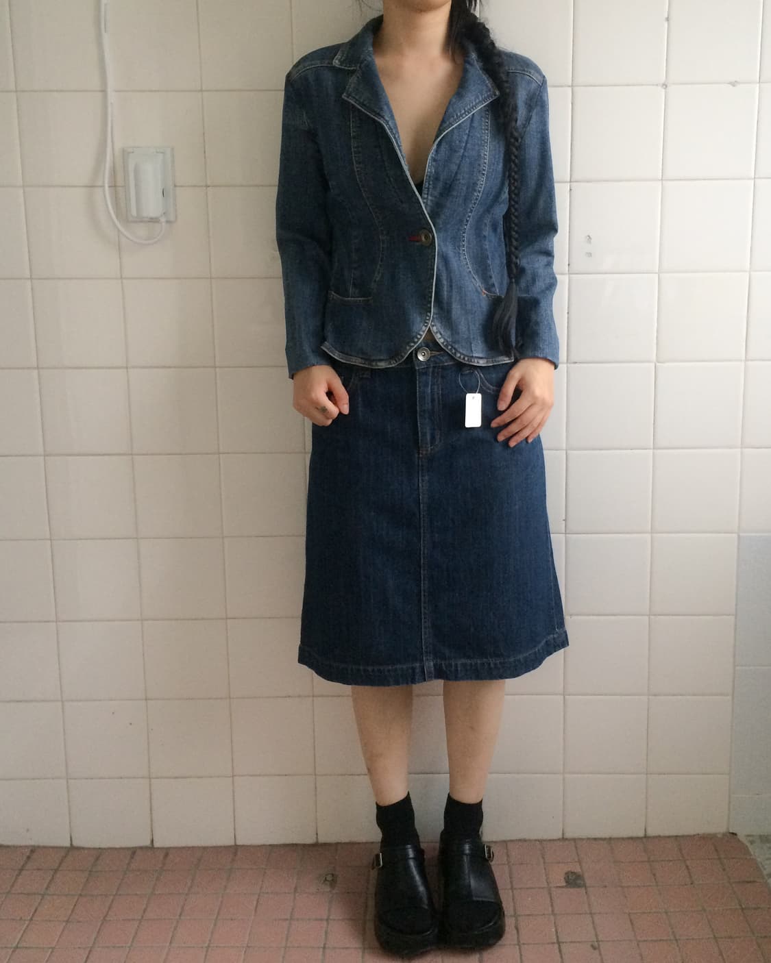 Line detai denim jacket 상품이미지1