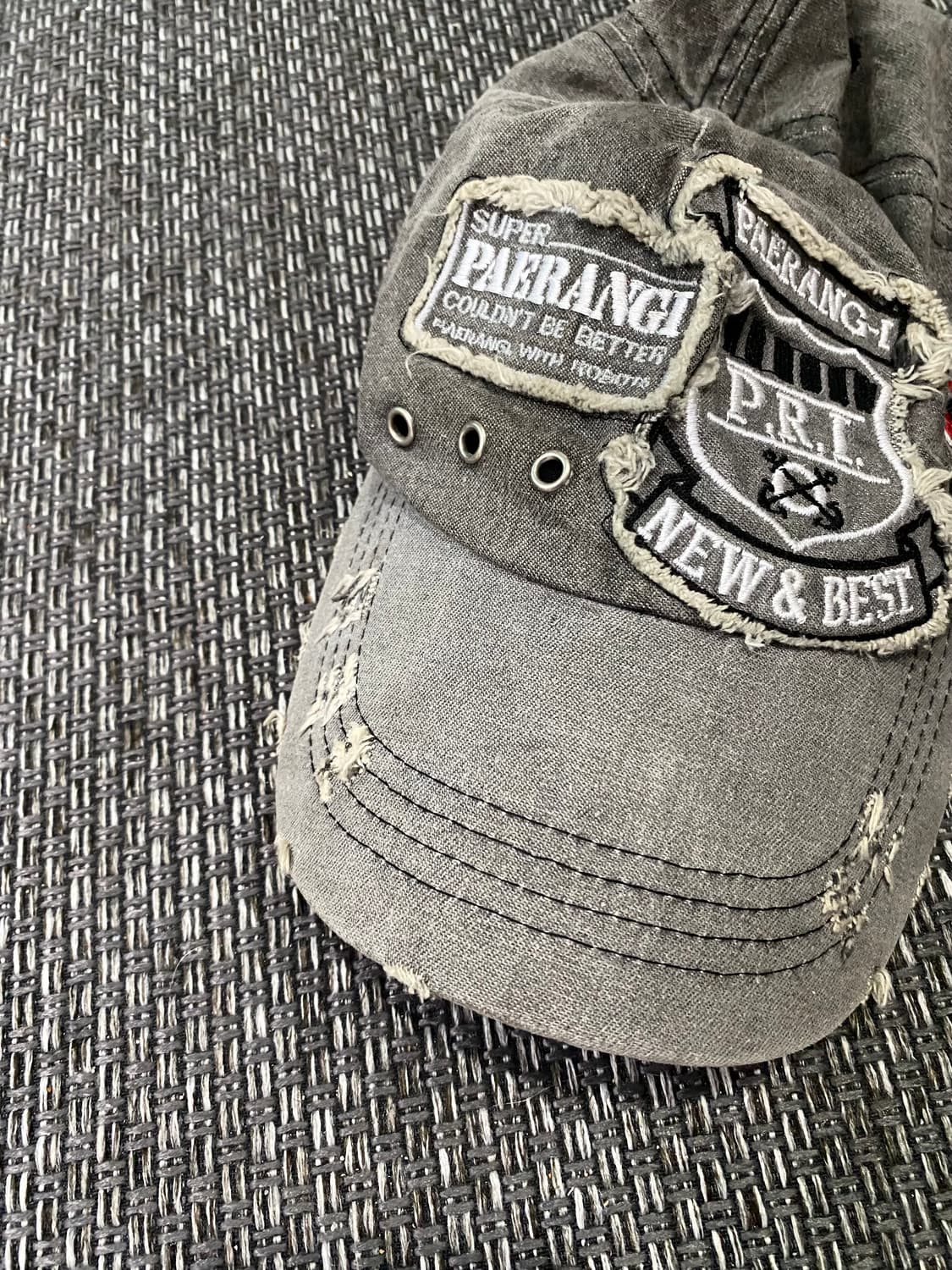 Y2K Grunge Patch Detail Grey cap 상품이미지2