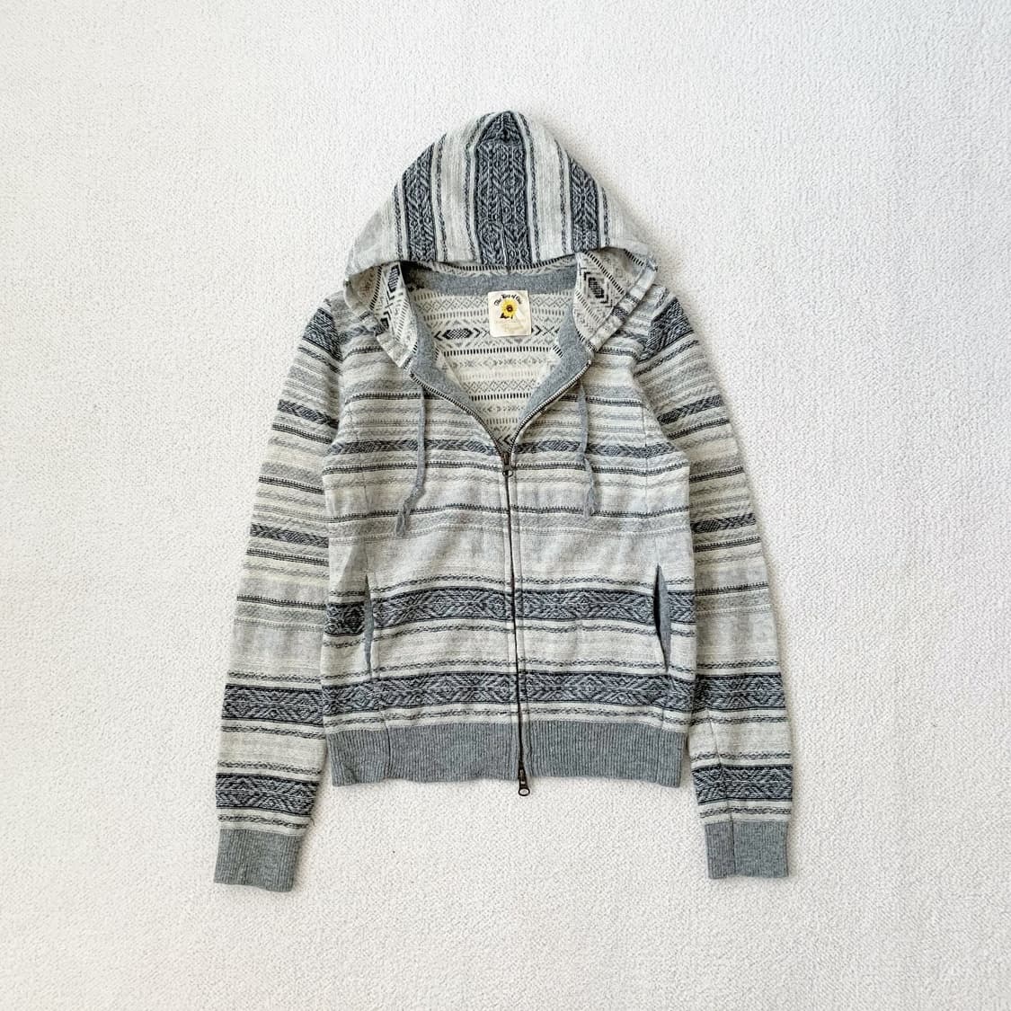 그레이 에스닉 히피 2way 울 후드집업 상품이미지2