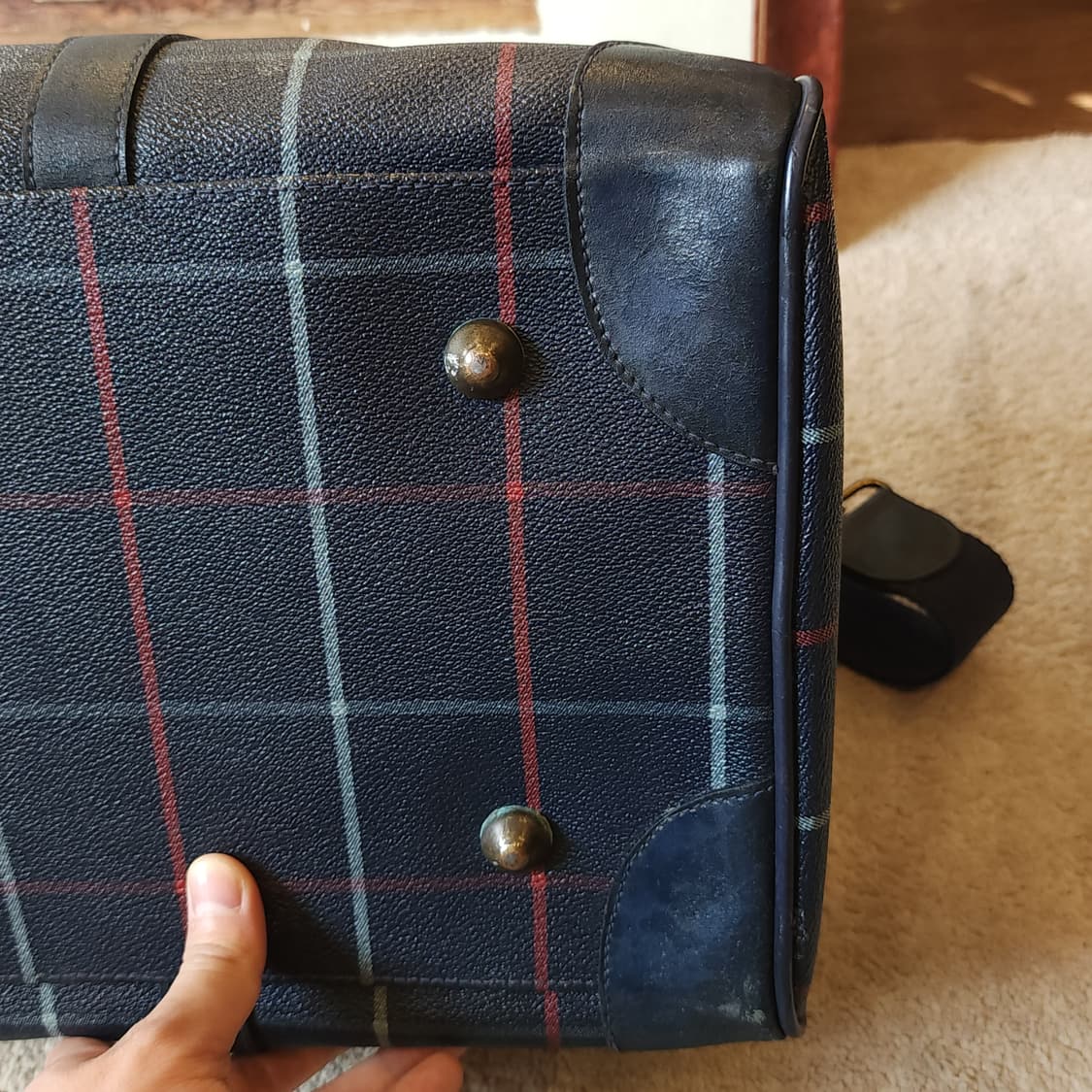 90s 버버리 위크엔드 더플백 잉글랜드 체크 pvc 레더 트레블 백 상품이미지8