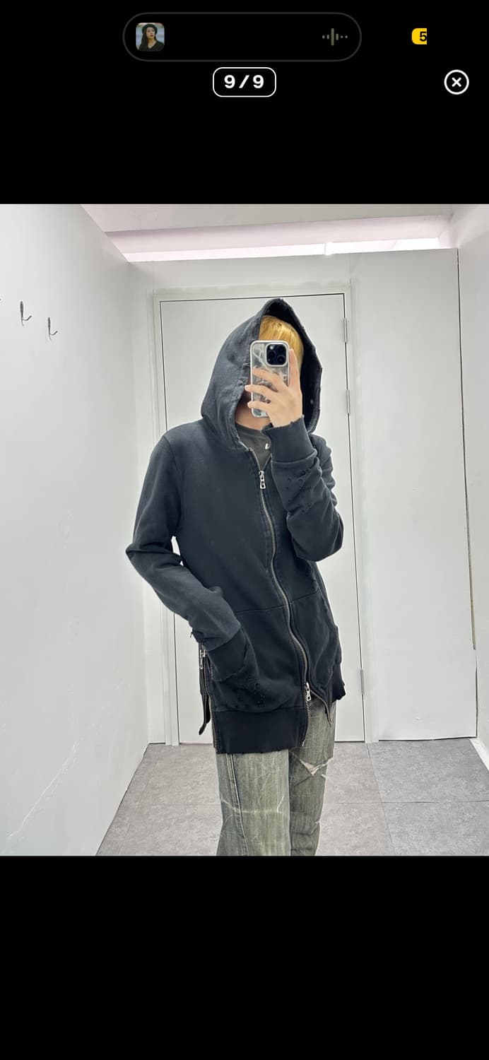 Distressed cut line 2way hood black 상품이미지2