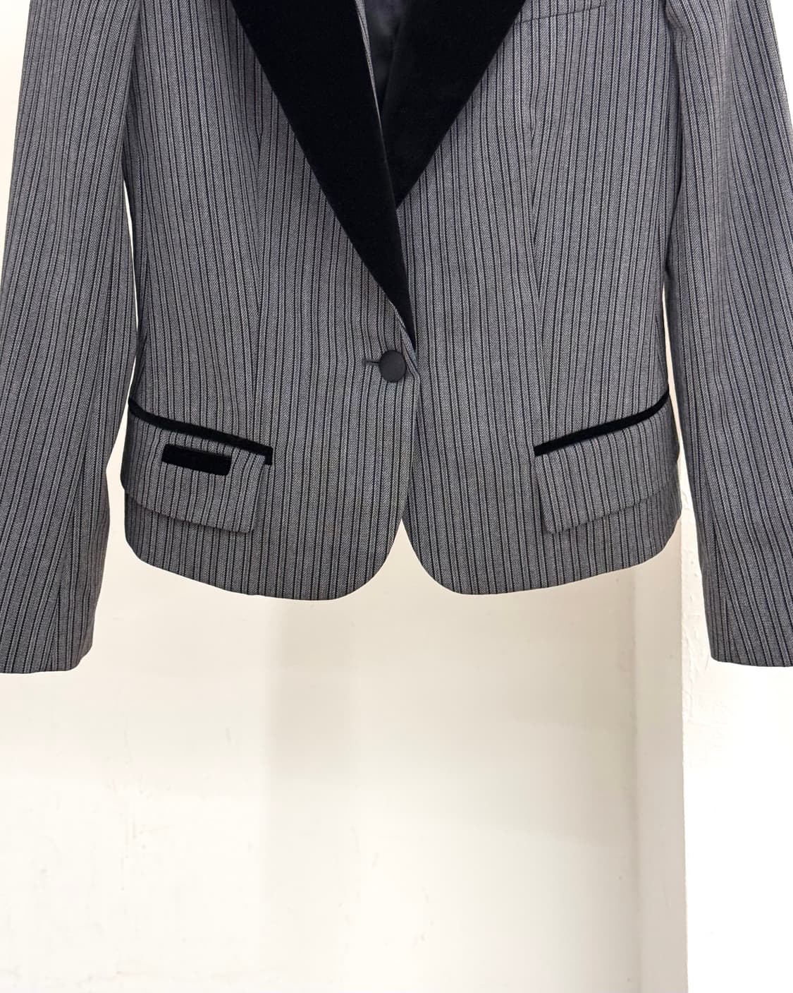 돌체 앤 가바나 그레이 스트립드 울 벨벳 레이펠 자켓 상품이미지5
