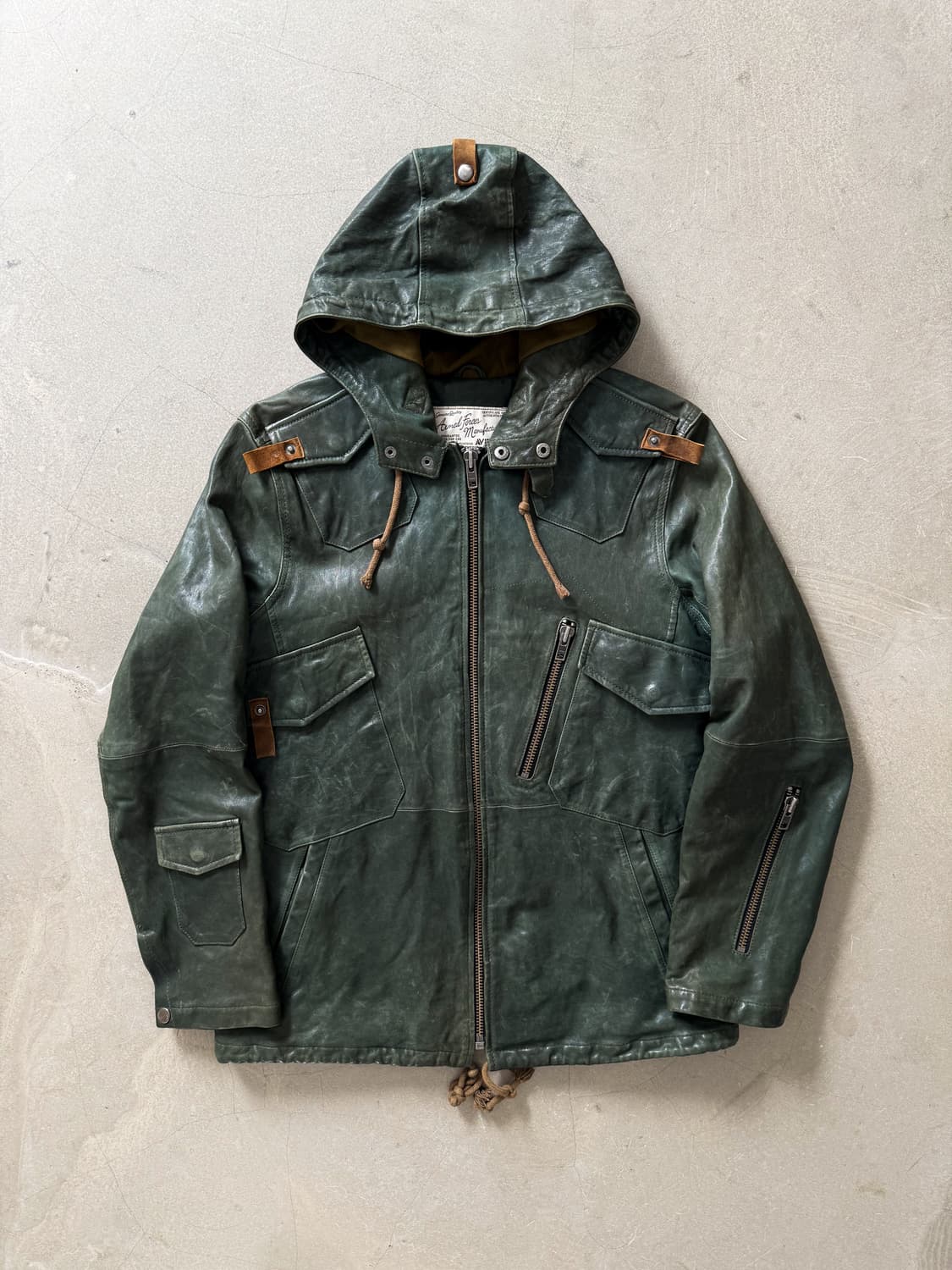 Avirex Cowhide Leather Hooded Jacket 상품이미지1